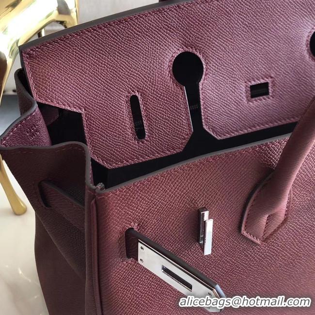 Chic Reproduction Hermes original Epsom Leather HB35O Burgundy&silver Metal