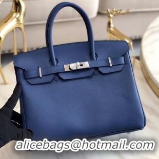 Inexpensive Hermes original Epsom Leather HB35O blue&silver Metal