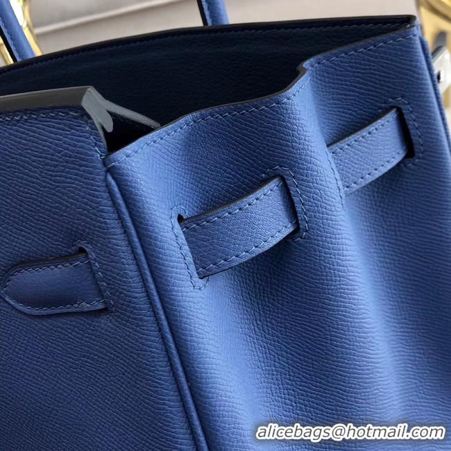 Inexpensive Hermes original Epsom Leather HB35O blue&silver Metal