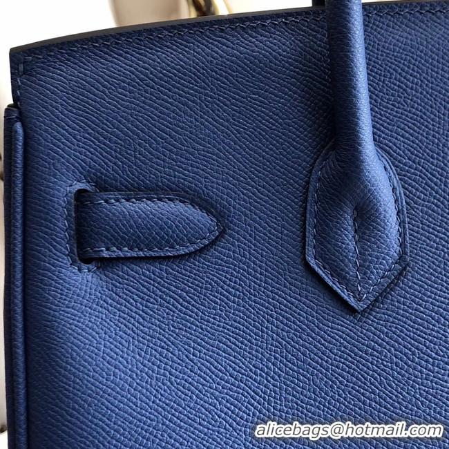 Inexpensive Hermes original Epsom Leather HB35O blue&silver Metal