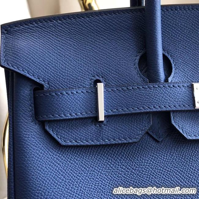 Inexpensive Hermes original Epsom Leather HB35O blue&silver Metal