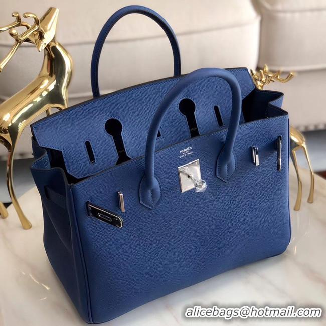 Inexpensive Hermes original Epsom Leather HB35O blue&silver Metal