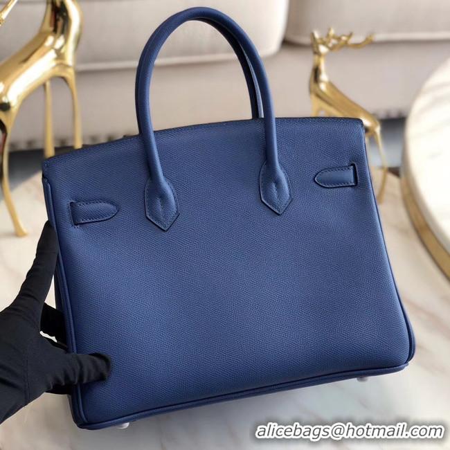 Inexpensive Hermes original Epsom Leather HB35O blue&silver Metal