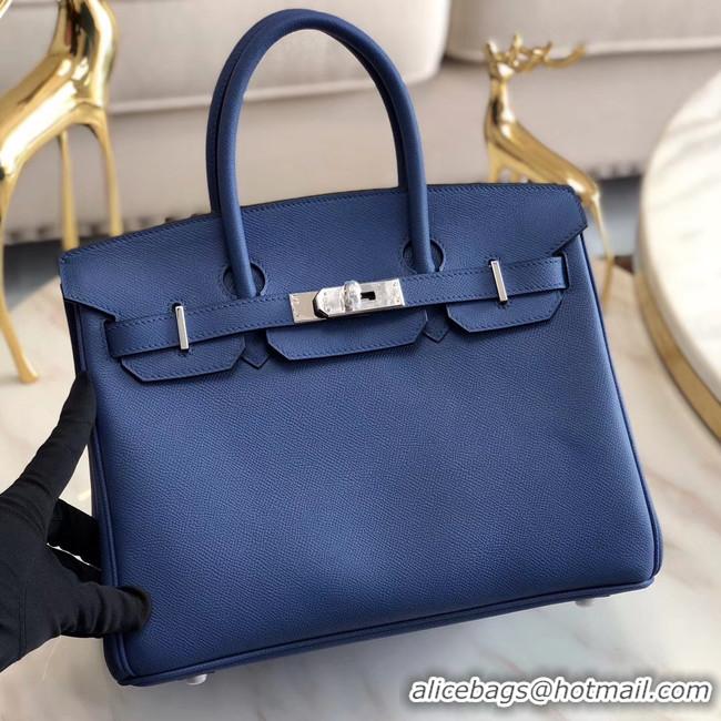 Inexpensive Hermes original Epsom Leather HB35O blue&silver Metal