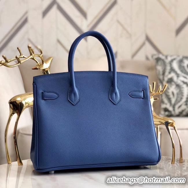 Inexpensive Hermes original Epsom Leather HB35O blue&silver Metal