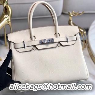 Super Quality Hermes original Epsom Leather HB35O cream&silver Metal