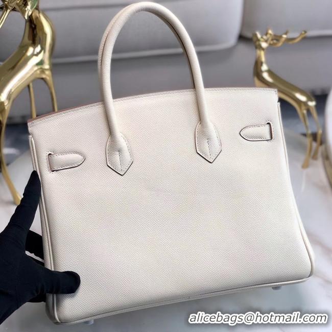 Super Quality Hermes original Epsom Leather HB35O cream&silver Metal