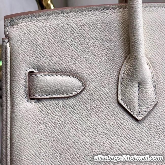 Super Quality Hermes original Epsom Leather HB35O cream&silver Metal