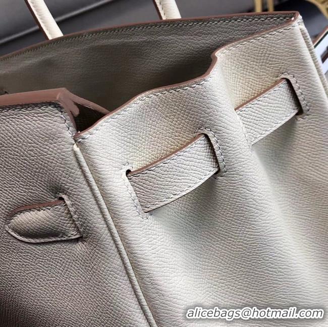 Super Quality Hermes original Epsom Leather HB35O cream&silver Metal