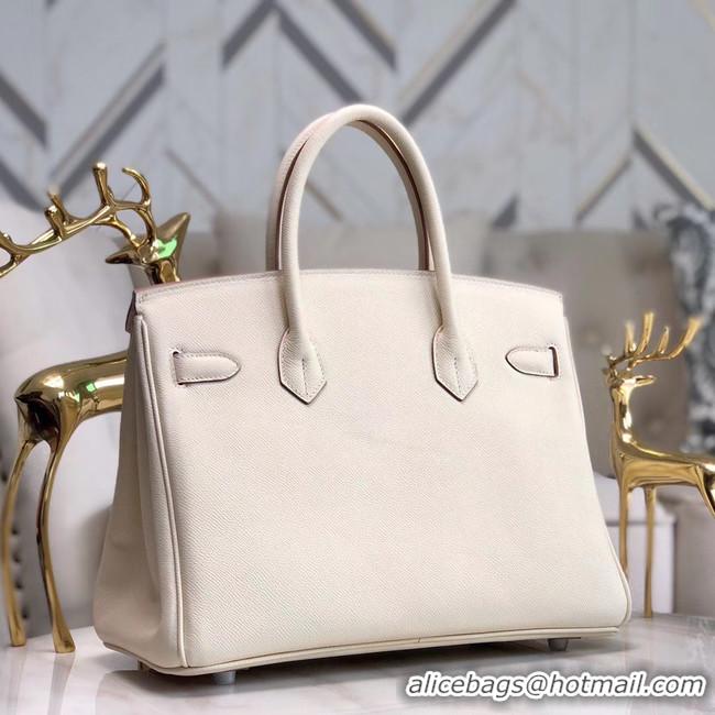 Super Quality Hermes original Epsom Leather HB35O cream&silver Metal