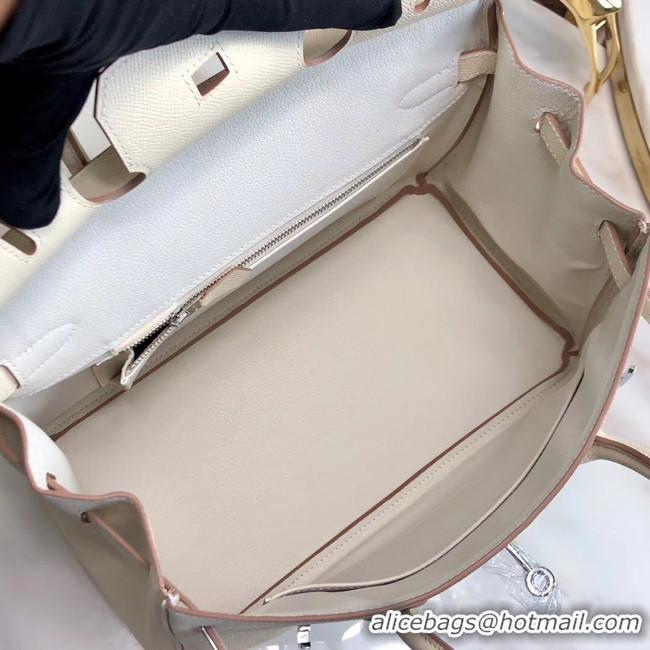 Super Quality Hermes original Epsom Leather HB35O cream&silver Metal