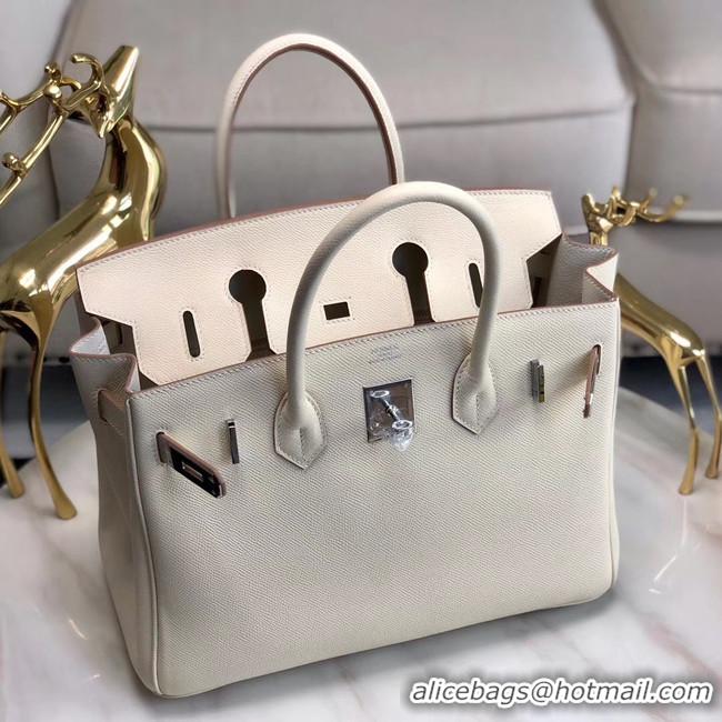 Super Quality Hermes original Epsom Leather HB35O cream&silver Metal