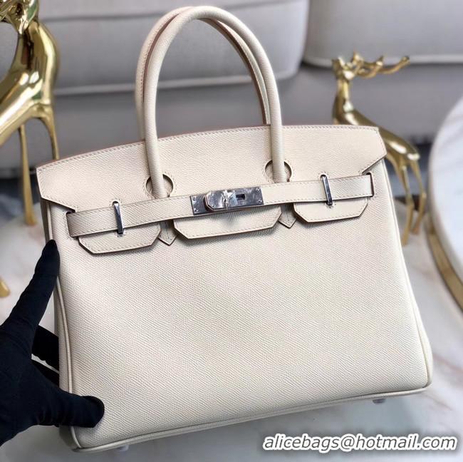 Super Quality Hermes original Epsom Leather HB35O cream&silver Metal