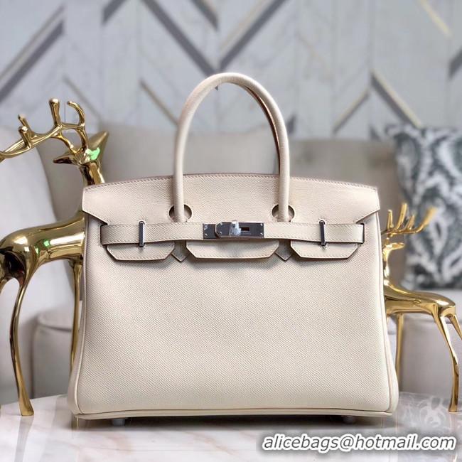 Super Quality Hermes original Epsom Leather HB35O cream&silver Metal