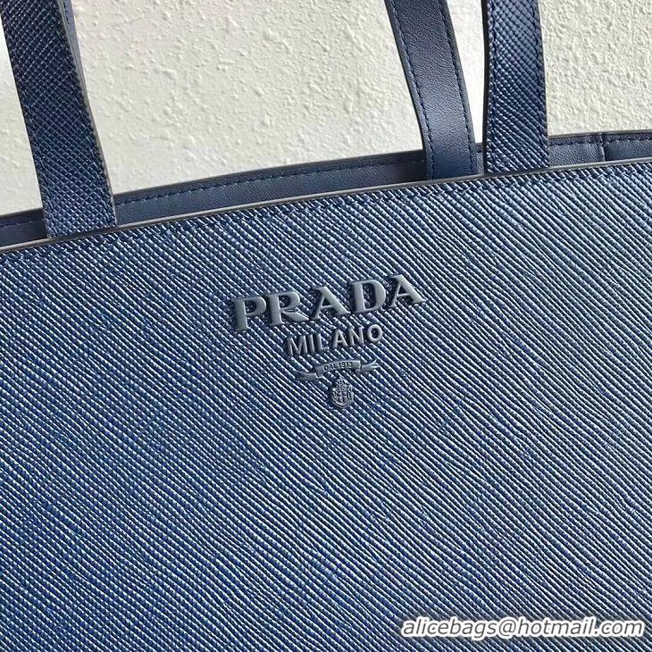 Classic Cheapest Prada Embleme Saffiano leather bag 1BG288 blue