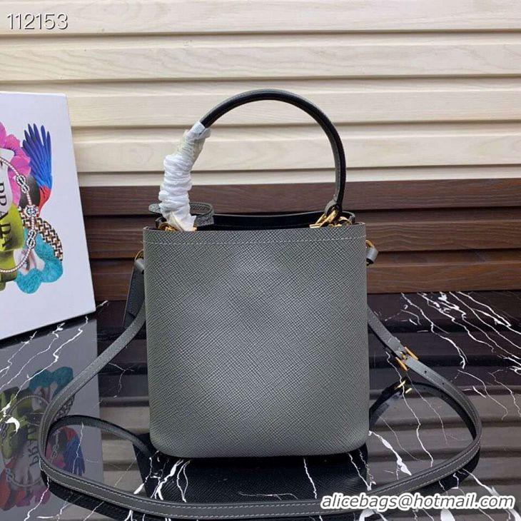 Top Quality Prada Panier small Original Saffiano Bag 1BA217 Gray