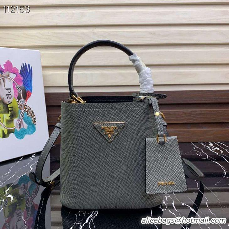 Top Quality Prada Panier small Original Saffiano Bag 1BA217 Gray