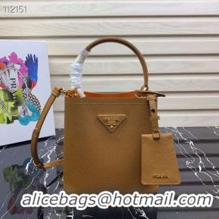 Grade Quality Prada Panier small Original Saffiano Bag 1BA217 Brown