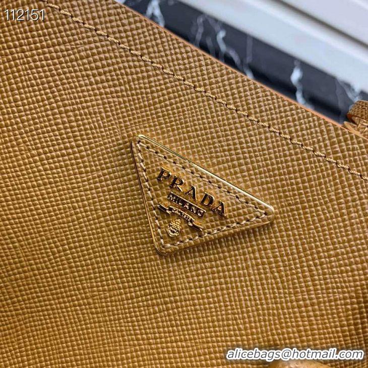 Grade Quality Prada Panier small Original Saffiano Bag 1BA217 Brown