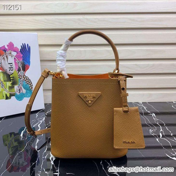 Grade Quality Prada Panier small Original Saffiano Bag 1BA217 Brown