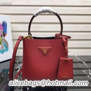 Shop Duplicate Prada Panier small Original Saffiano Bag 1BA217 Red