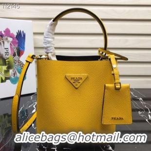 Duplicate Prada Panier small Original Saffiano Bag 1BA217 Yellow