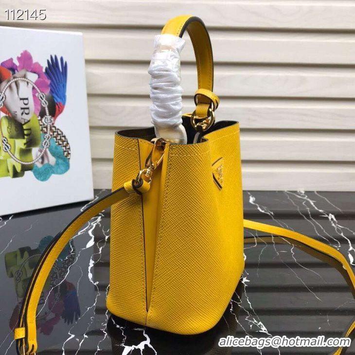 Duplicate Prada Panier small Original Saffiano Bag 1BA217 Yellow