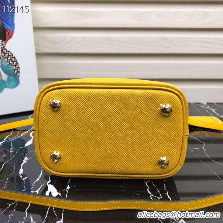 Duplicate Prada Panier small Original Saffiano Bag 1BA217 Yellow