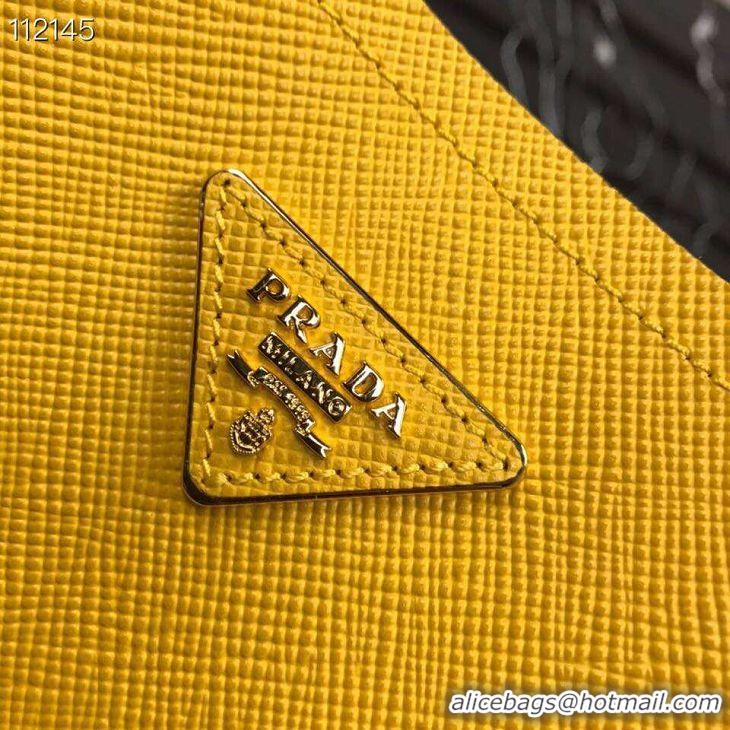 Duplicate Prada Panier small Original Saffiano Bag 1BA217 Yellow