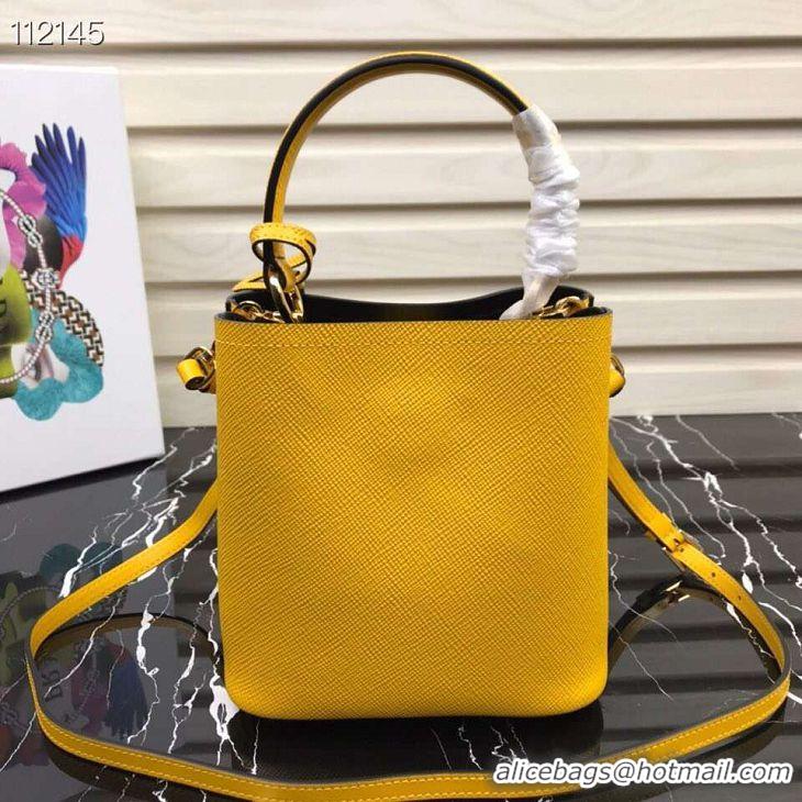 Duplicate Prada Panier small Original Saffiano Bag 1BA217 Yellow