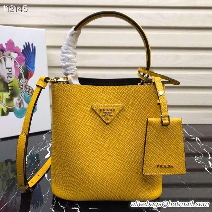 Duplicate Prada Panier small Original Saffiano Bag 1BA217 Yellow