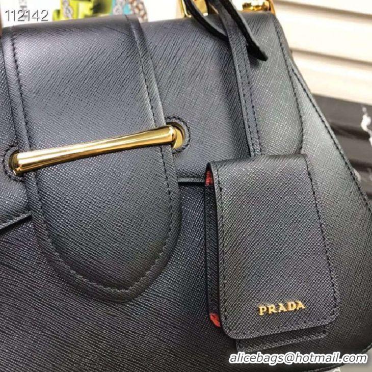 Chic Reproduction Prada Embleme Saffiano leather bag 1BN005 black