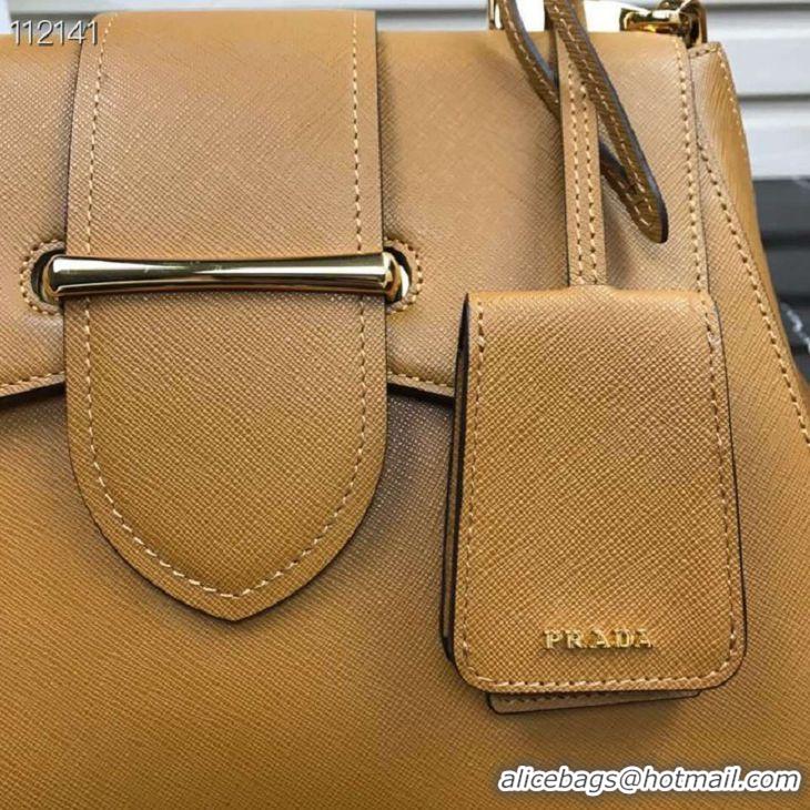 Durable Faux Prada Embleme Saffiano leather bag 1BN005 tan