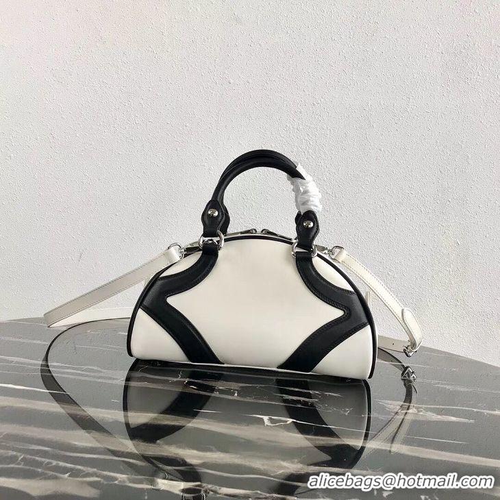 Cheapest Fashion Prada Calf skin tote 1BD071 white&black