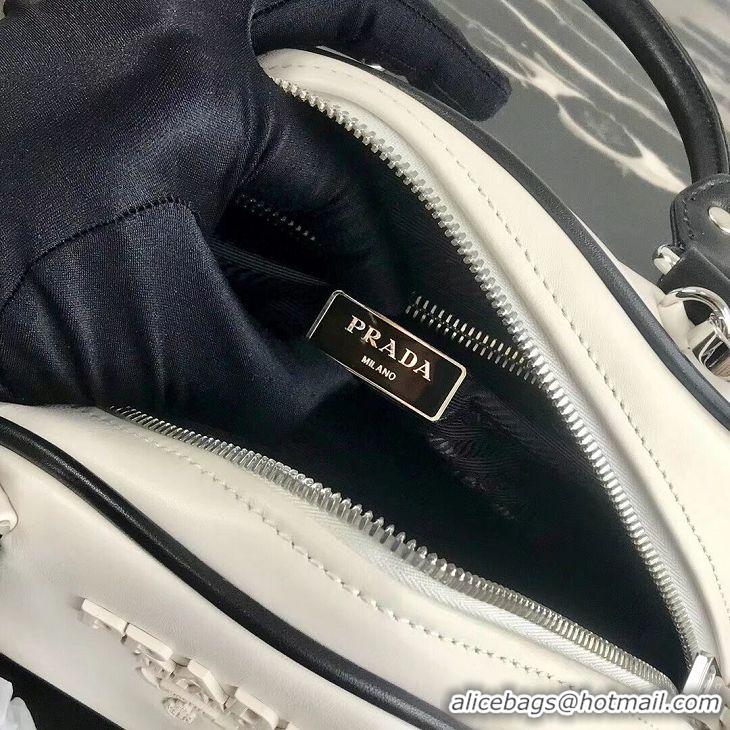 Cheapest Fashion Prada Calf skin tote 1BD071 white&black