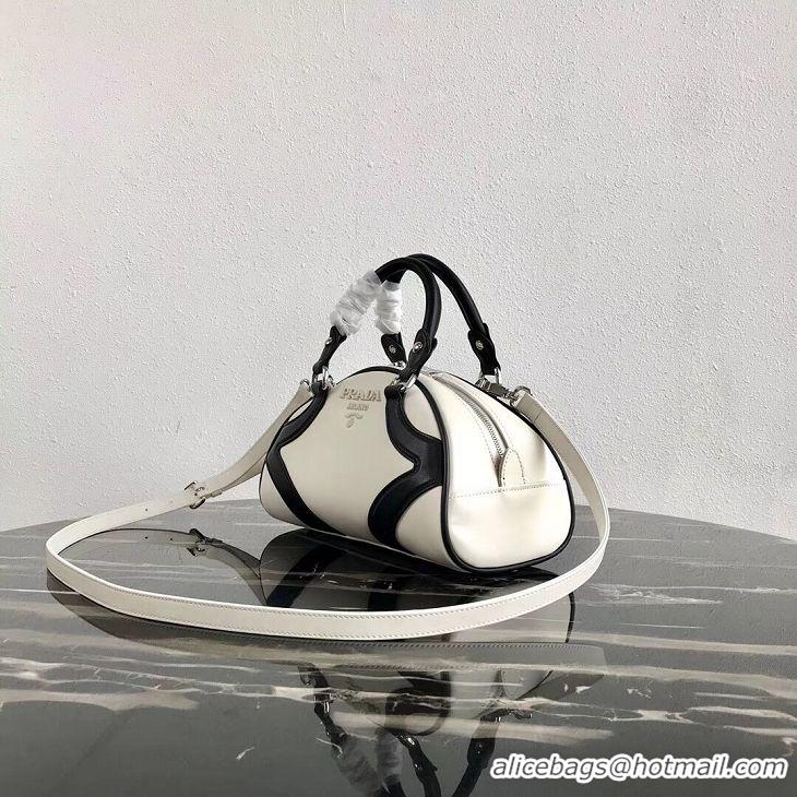 Cheapest Fashion Prada Calf skin tote 1BD071 white&black