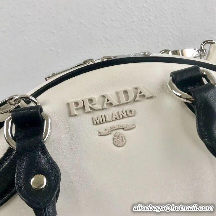 Cheapest Fashion Prada Calf skin tote 1BD071 white&black