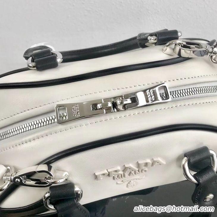 Cheapest Fashion Prada Calf skin tote 1BD071 white&black