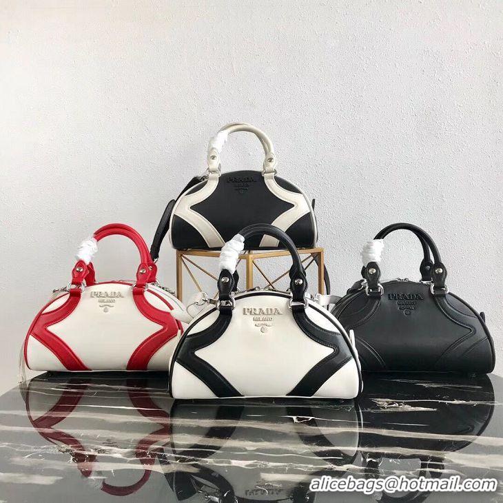 Cheapest Fashion Prada Calf skin tote 1BD071 white&black