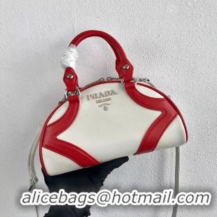 Grade Inexpensive Prada Calf skin tote 1BD071 white&red