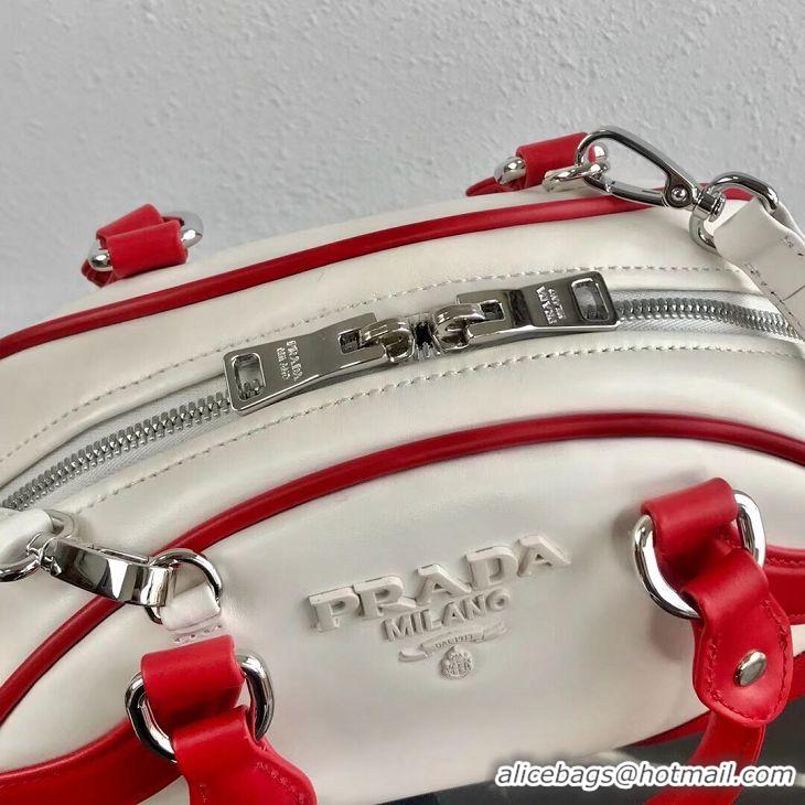 Grade Inexpensive Prada Calf skin tote 1BD071 white&red