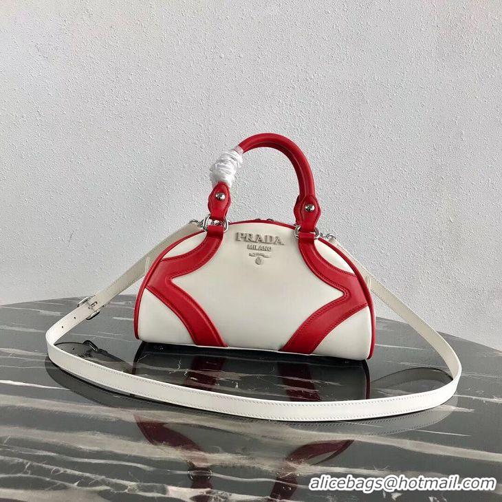 Grade Inexpensive Prada Calf skin tote 1BD071 white&red