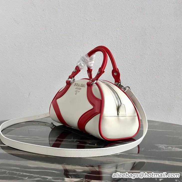 Grade Inexpensive Prada Calf skin tote 1BD071 white&red