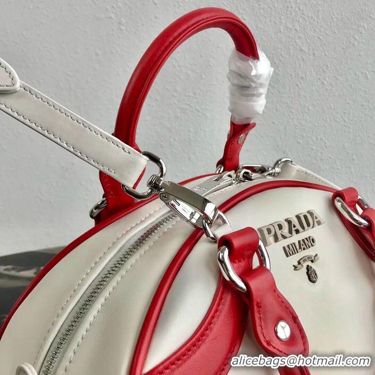 Grade Inexpensive Prada Calf skin tote 1BD071 white&red