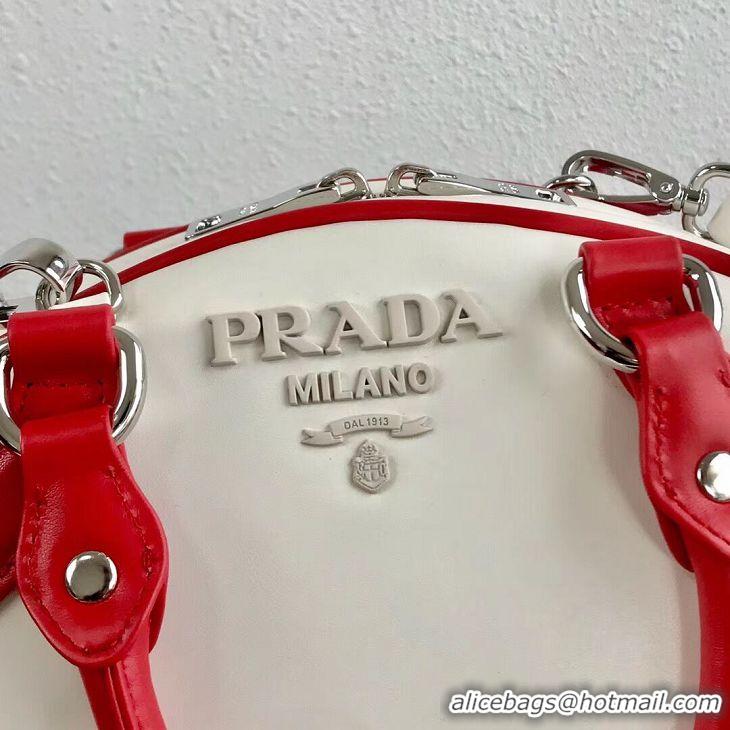 Grade Inexpensive Prada Calf skin tote 1BD071 white&red