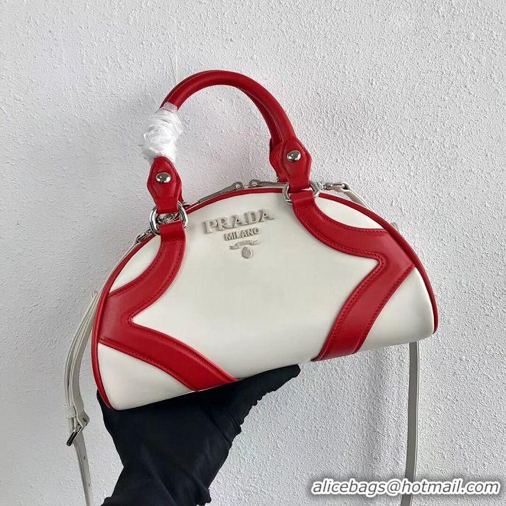 Grade Inexpensive Prada Calf skin tote 1BD071 white&red