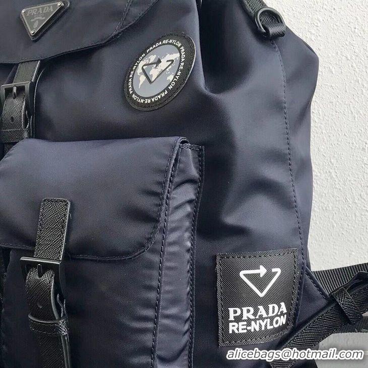 Discount Prada Re-Nylon backpack 1BZ811 black&grey