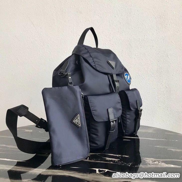 Grade Quality Prada Re-Nylon backpack 1BZ811 black&blue