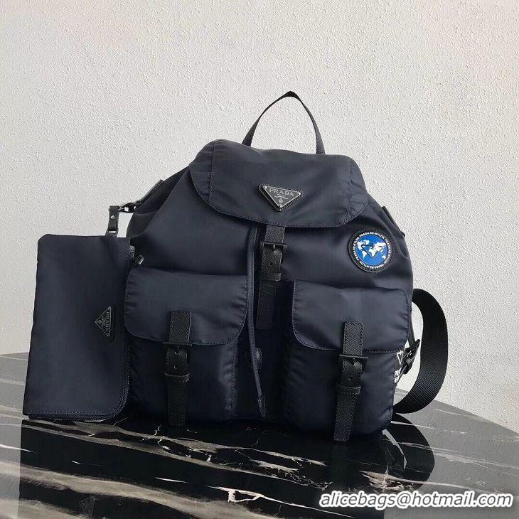 Grade Quality Prada Re-Nylon backpack 1BZ811 black&blue