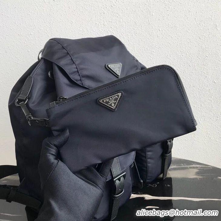 Grade Quality Prada Re-Nylon backpack 1BZ811 black&blue